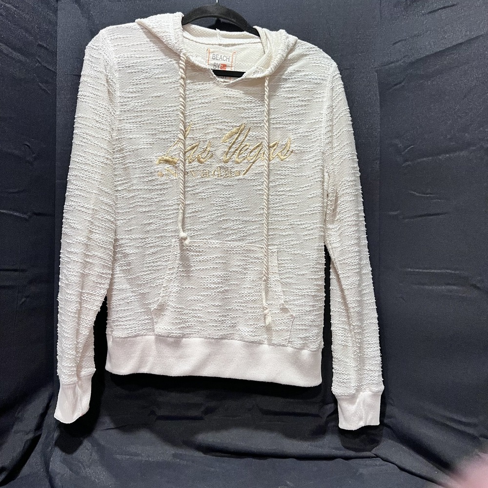 Beach by Exist White Pullover Hoodie With Las Vegas On the‎ Front Size L